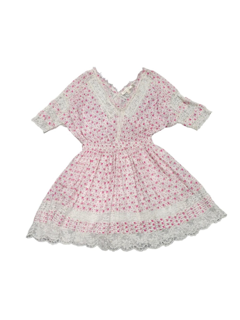 LOVESHACKFANCY NEWTON FLORAL LACE MINI DRESS XS - Picture 3 of 13
